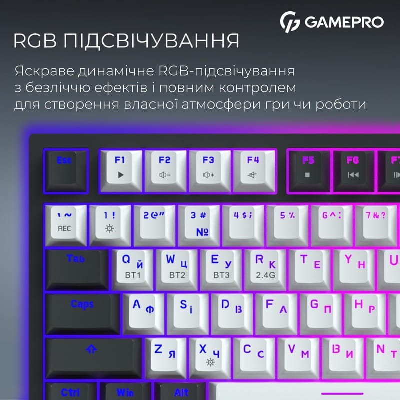 Клавіатура бездротова GamePro Asgard Valhalla Pro White (MK160W-D-Pro)