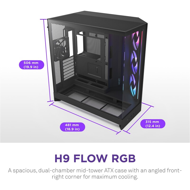 Корпус NZXT H9 Flow RGB+ Black (CM-H92FB-P1)