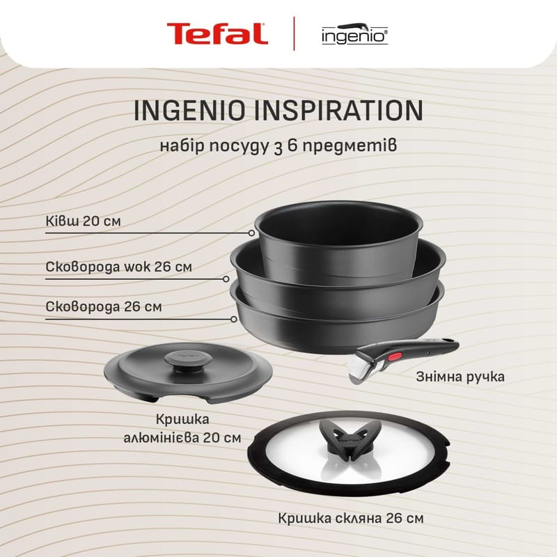 Набор посуды Tefal Ingenio Inspiration 6 предметов (L867S604)