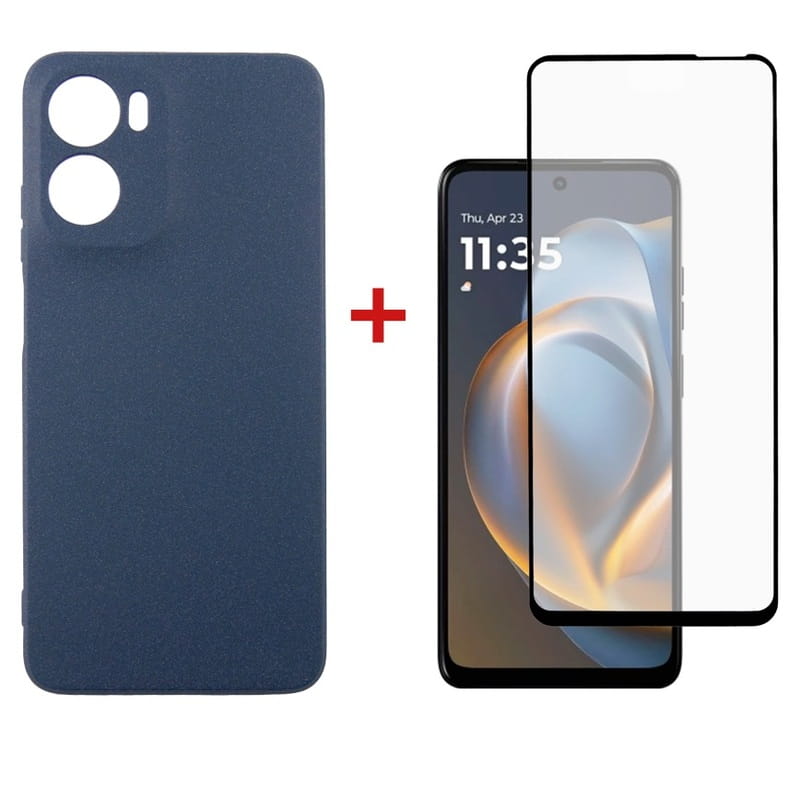 Чохол-накладка Dengos Carbon для Motorola Moto G05 Blue (DG-KM-179) + захисне скло