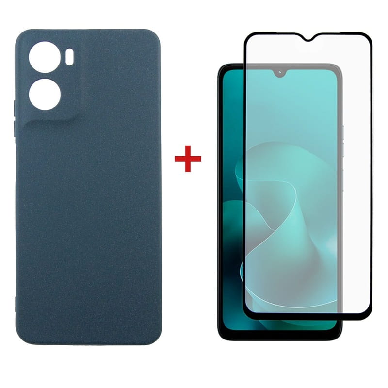 Чохол-накладка Dengos Carbon для Motorola Moto G06 Blue (DG-KM-174) + захисне скло
