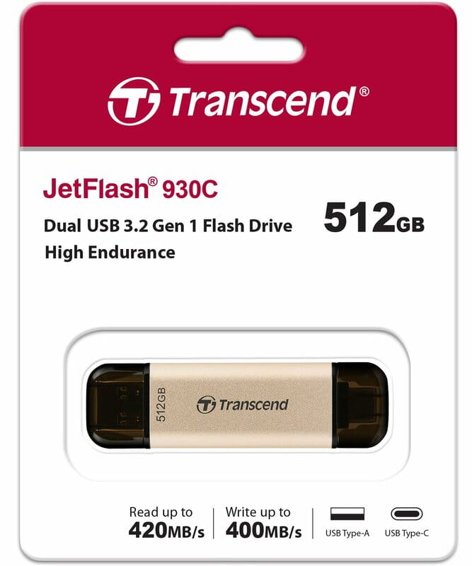 Флеш-накопичувач USB3.2 512GB Type-C Transcend JetFlash 930 Gold (TS512GJF930C)