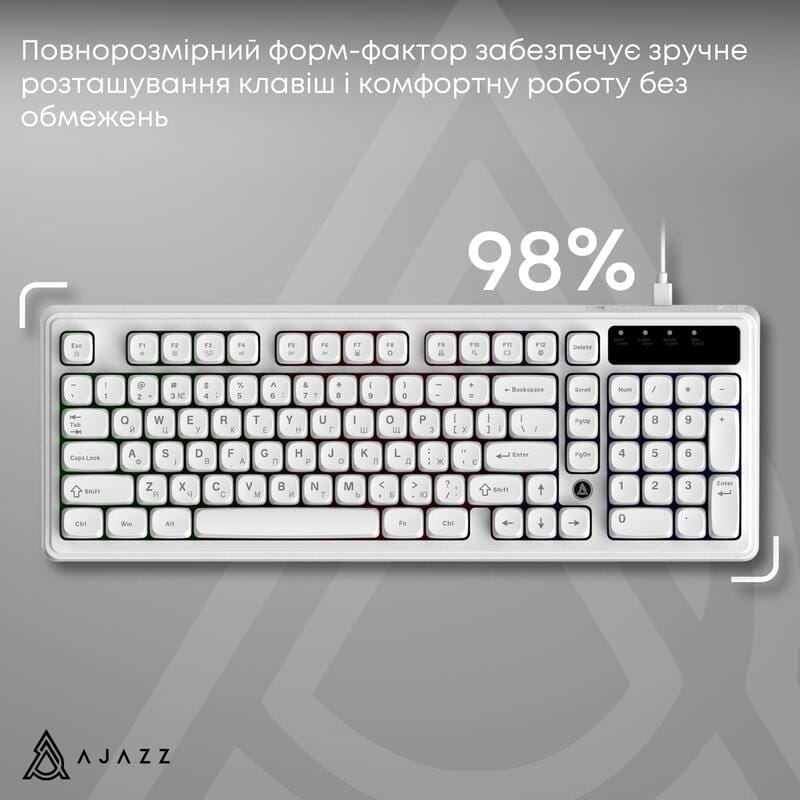 Клавіатура Ajazz AF98 Black USB-C White (AF98-W)