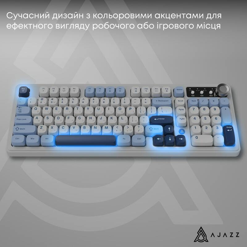 Клавіатура бездротова Ajazz AF98 Plus Glacier Blue (AF98-PLUS-GB)