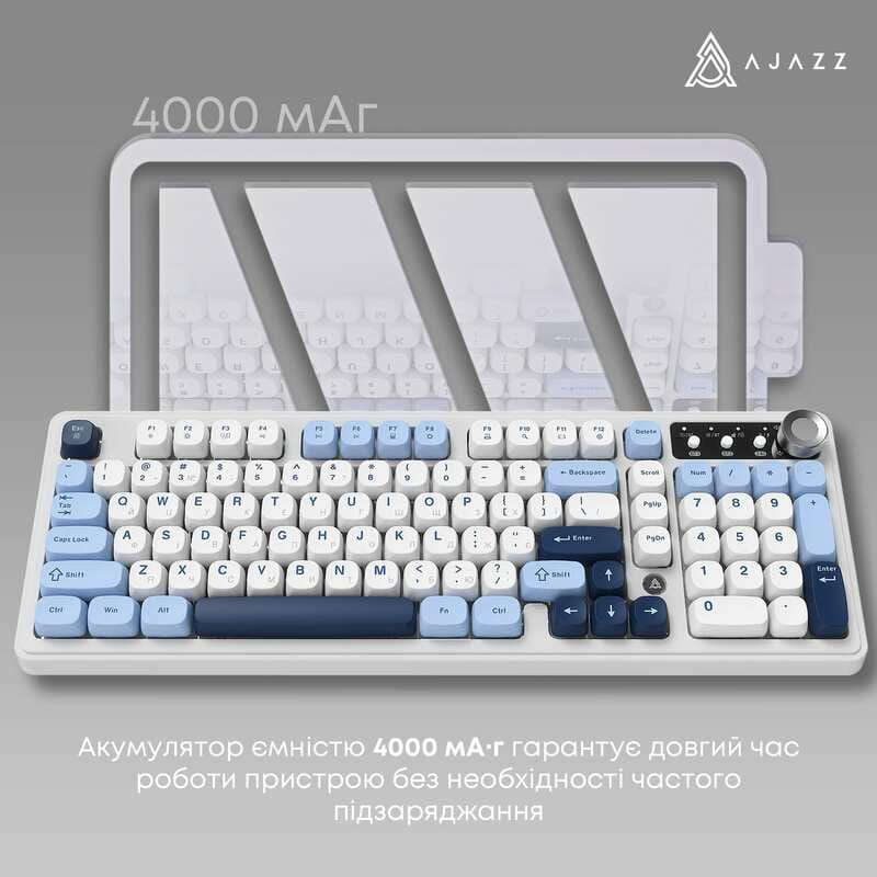 Клавіатура бездротова Ajazz AF98 Plus Glacier Blue (AF98-PLUS-GB)