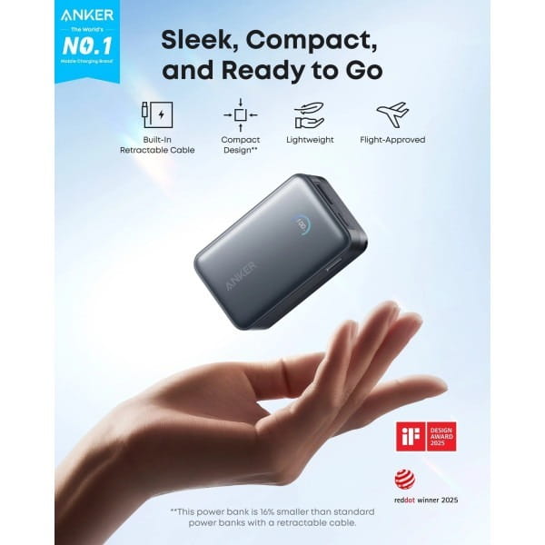 Универсальная мобильная батарея Anker Nano 10000mAh 45W Black (A1638H11)