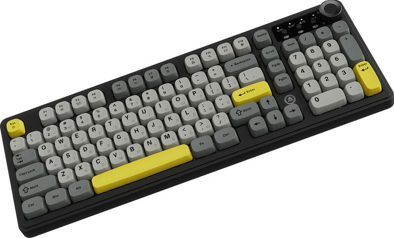 Клавіатура бездротова Ajazz AF98 Plus Black Gray Yellow (AF98-PLUS-BGY)