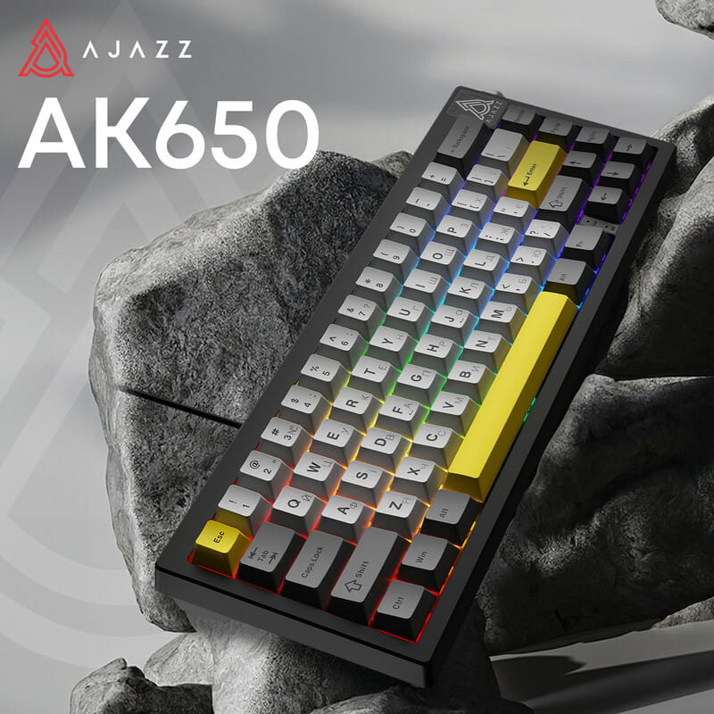 Клавіатура Ajazz AK650 Moon Yellow Switch Black USB-C (AK650-MY-GWY)