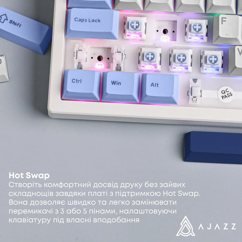 Клавіатура Ajazz AK650 Sea Salt Switch White USB-C (AK650-SS-BWB)