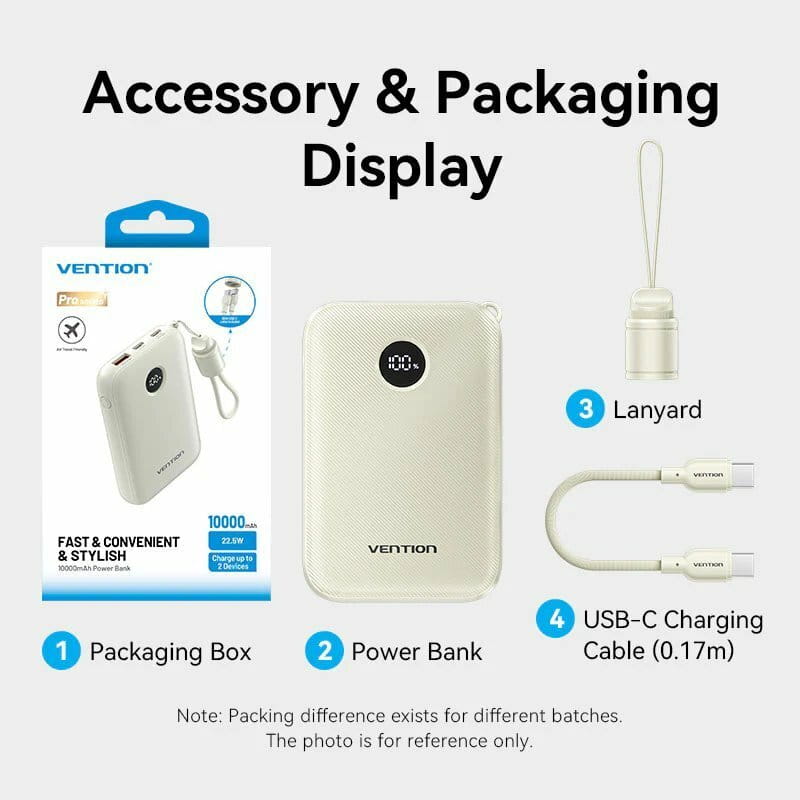 Універсальна мобільна батарея Vention 10000mAh 22.5W Beige (FKAN0-C)