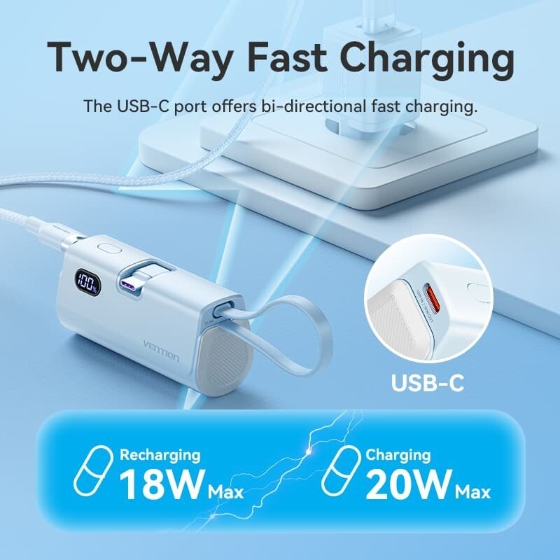 Універсальна мобільна батарея Vention 4800mAh 22.5W Black (FHQB0)
