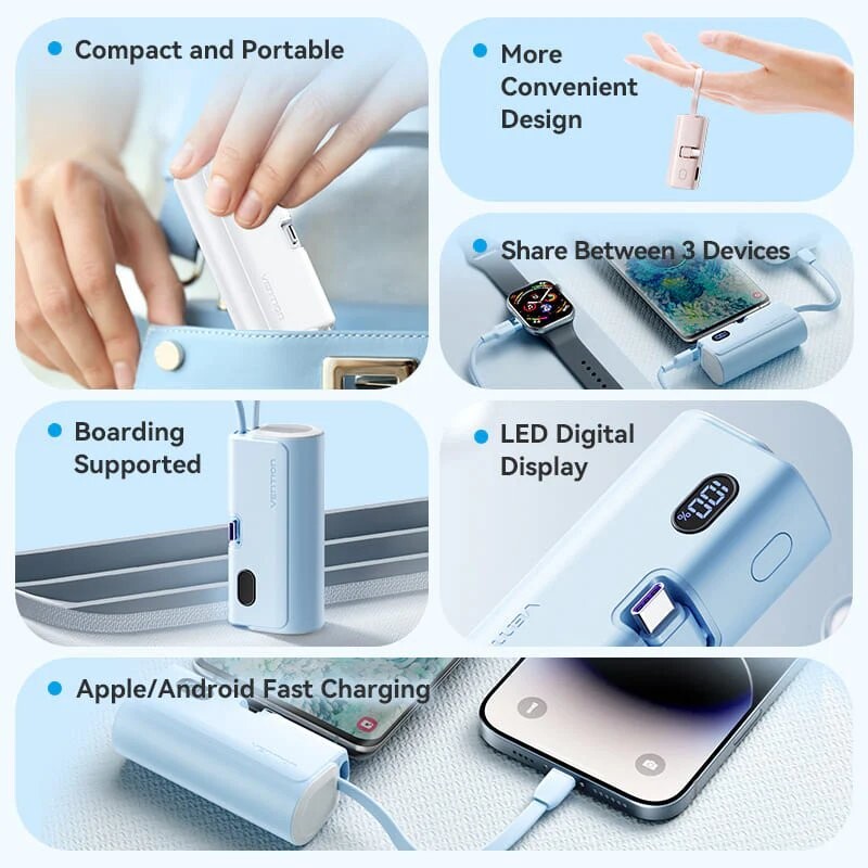 Універсальна мобільна батарея Vention 4800mAh 22.5W Blue (FHQL0)