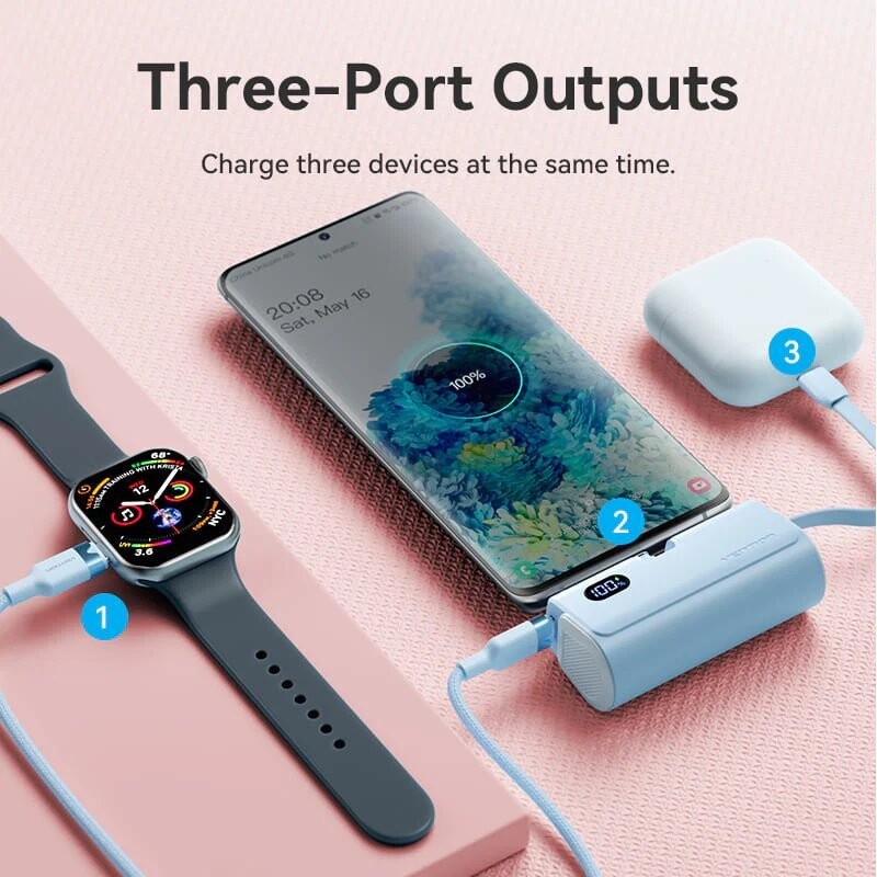 Універсальна мобільна батарея Vention 4800mAh 22.5W White (FHQW0)