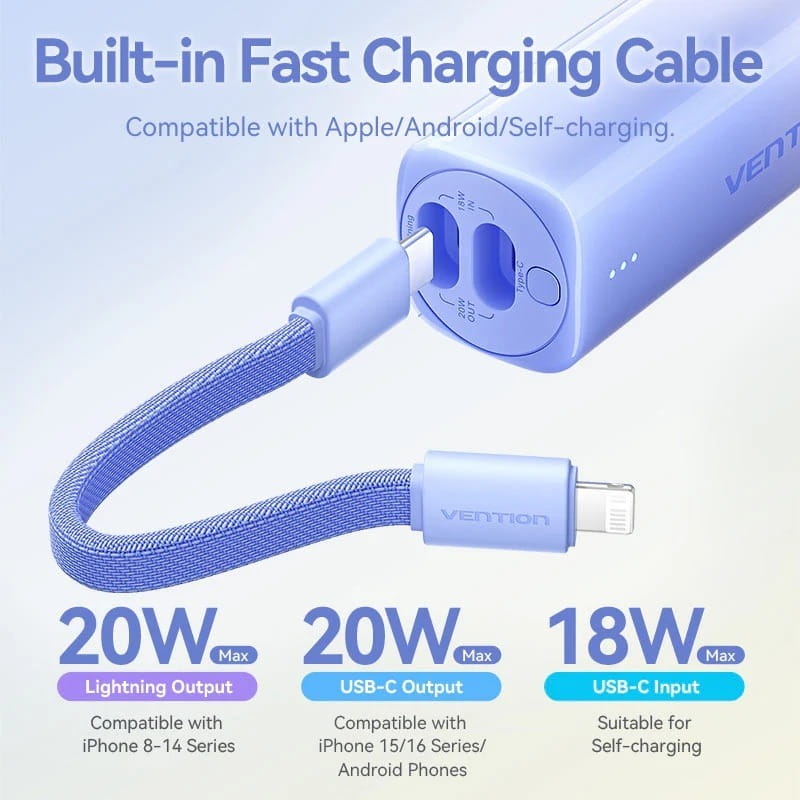 Універсальна мобільна батарея Vention 5000mAh 20W Gradient Gray (FHWM0)