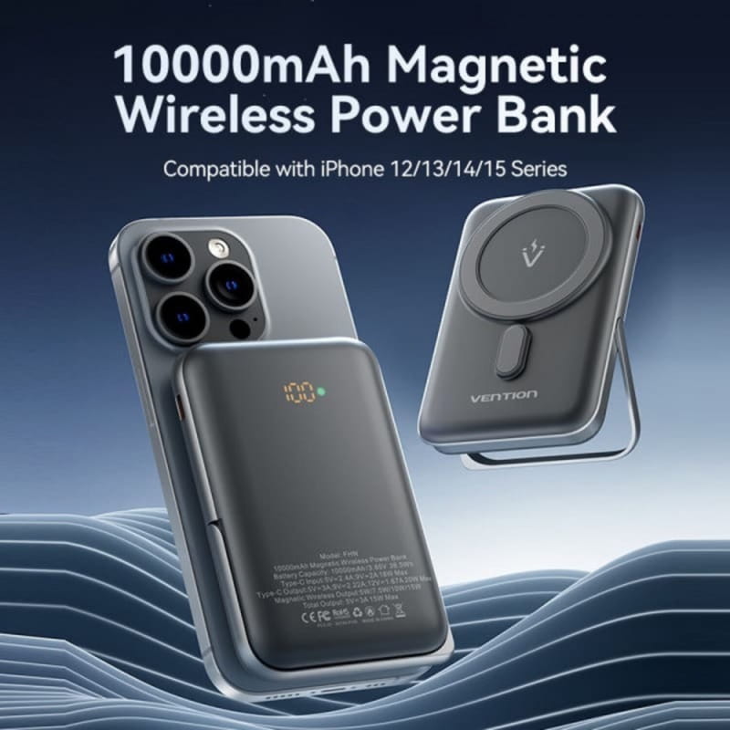 Універсальна мобільна батарея Vention Magnetic Wireless 10000mAh 20W White (FHNW0)