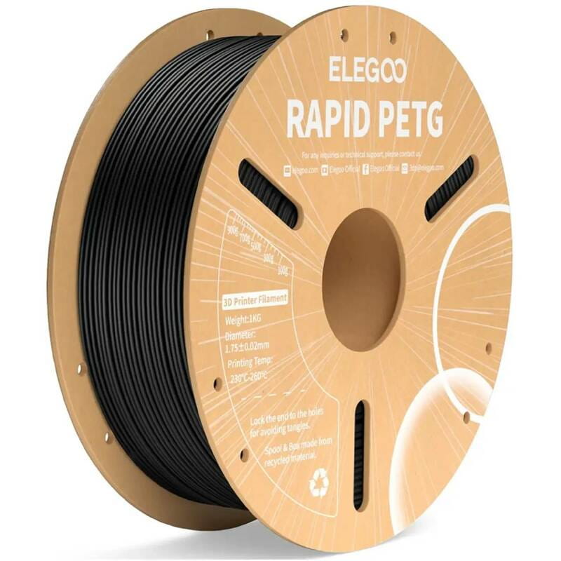 Філамент пластик Elegoo для 3D-принтера Rapid Petg 1.75 мм 1 кг, чорний (50.203.0216)