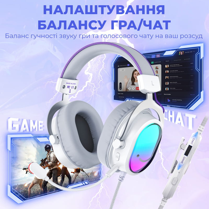 Гарнітура Fifine H16W 7.1 White RGB