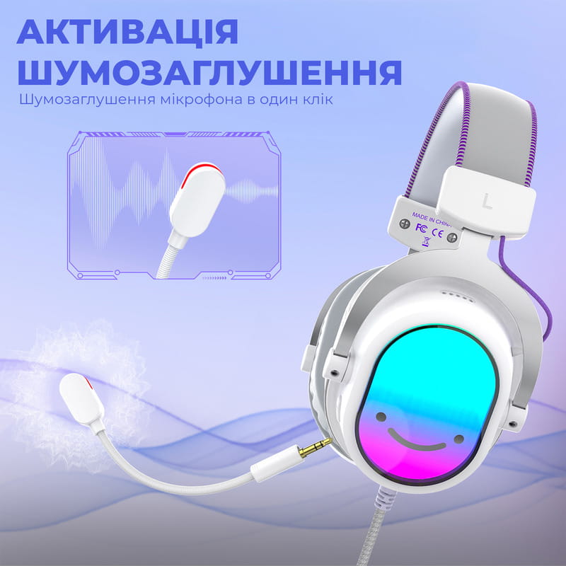 Гарнітура Fifine H16W 7.1 White RGB