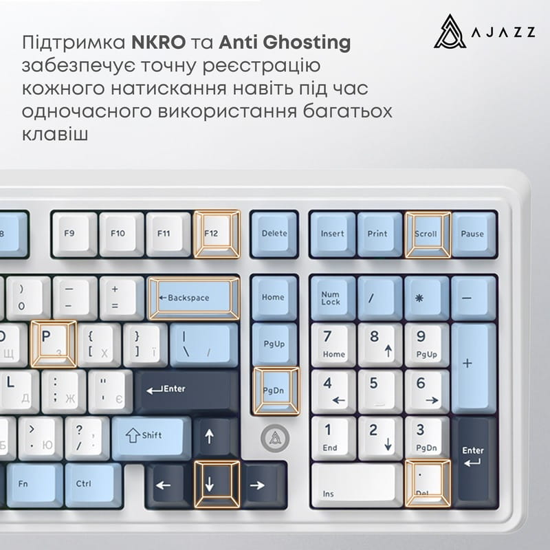 Клавіатура Ajazz AK980 Max Magnetic Switch Blue/White/Dark Blue (AK980-MAX-M-BWDB)