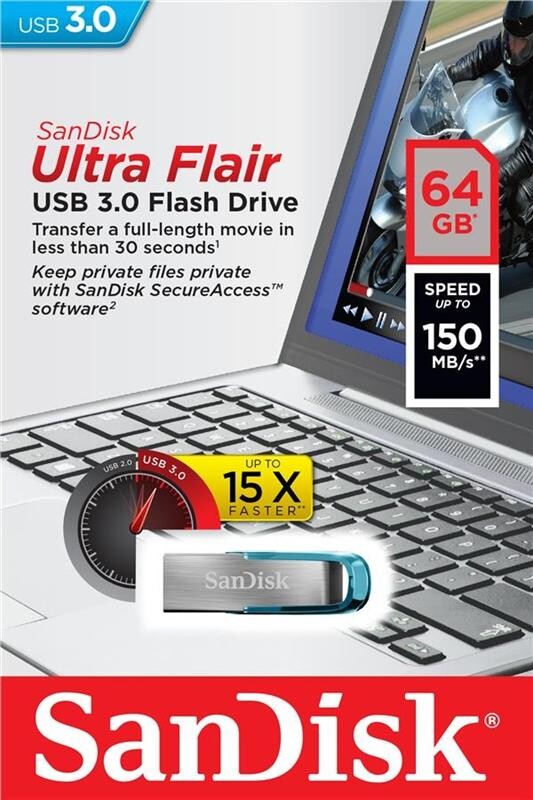 Флеш-накопитель USB3.0  64GB SanDisk Ultra Flair Blue (SDCZ73-064G-G46B)