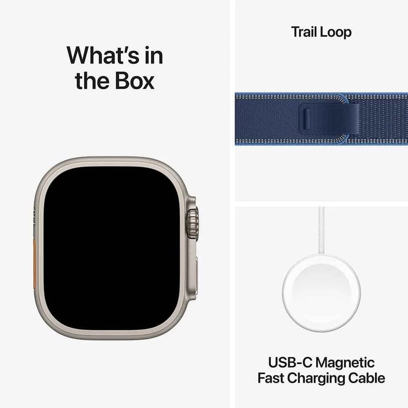 Смарт-часы Apple Watch Ultra 3 GPS + Cellular 49mm Natural Titanium Case with Blue/Bright Blue Trail Loop - M/L (MEWU4QP/A)