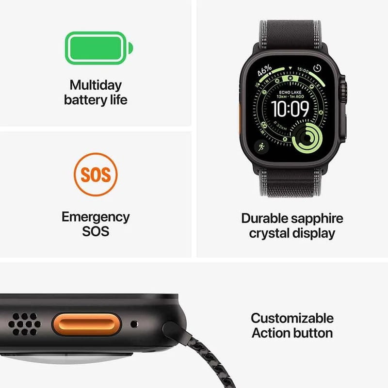 Смарт-часы Apple Watch Ultra 3 GPS + Cellular 49mm Natural Titanium Case with Blue/Bright Blue Trail Loop - M/L (MEWU4QP/A)