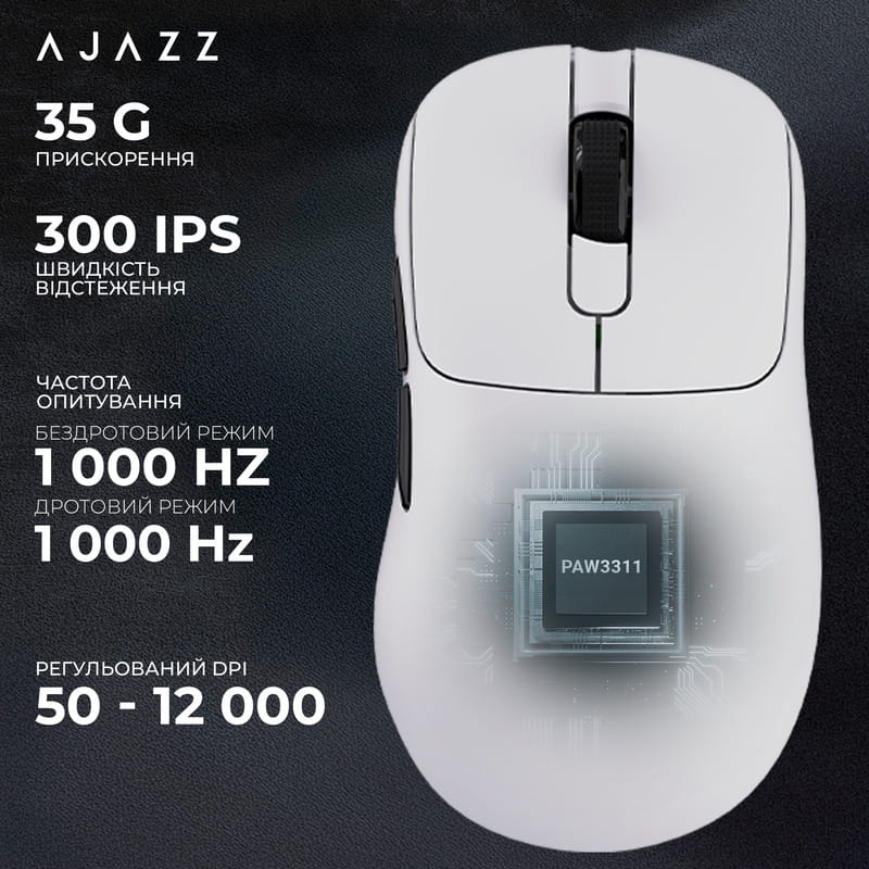 Миша бездротова Ajazz AJ179P MC White (AJ179P-MC-W)