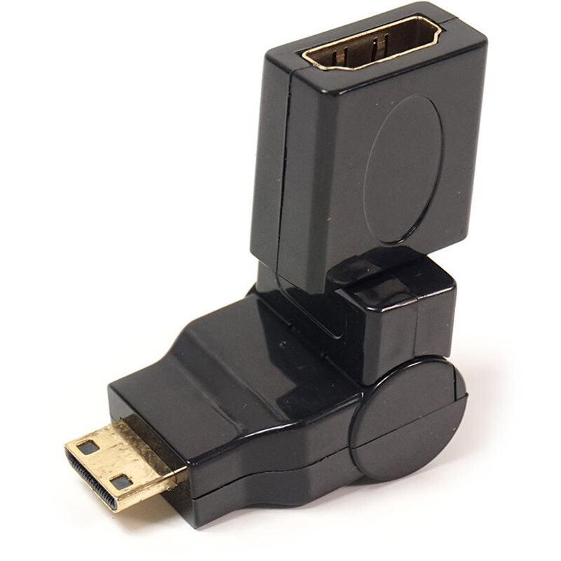 Перехідник PowerPlant (KD00AS1300) miniHDMI(AM)-HDMI(AF), 360 градусів, Black