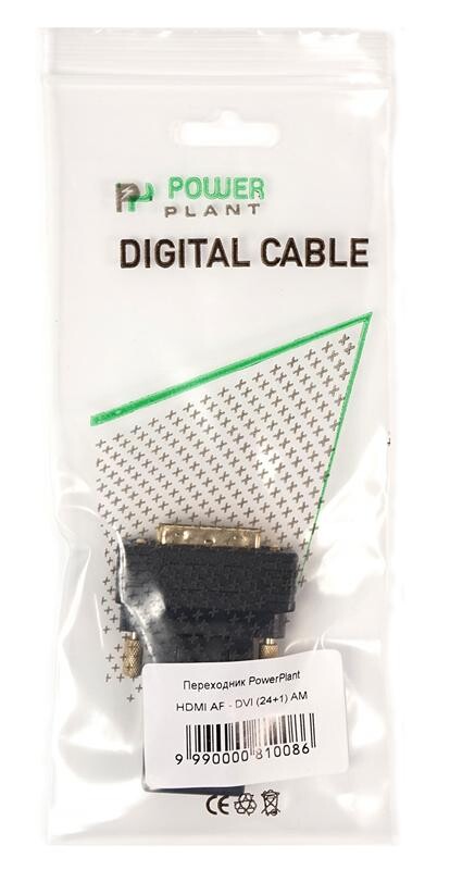 Переходник PowerPlant (KD00AS1301) HDMI(AF)-DVI(AM), 360 градусов, Black