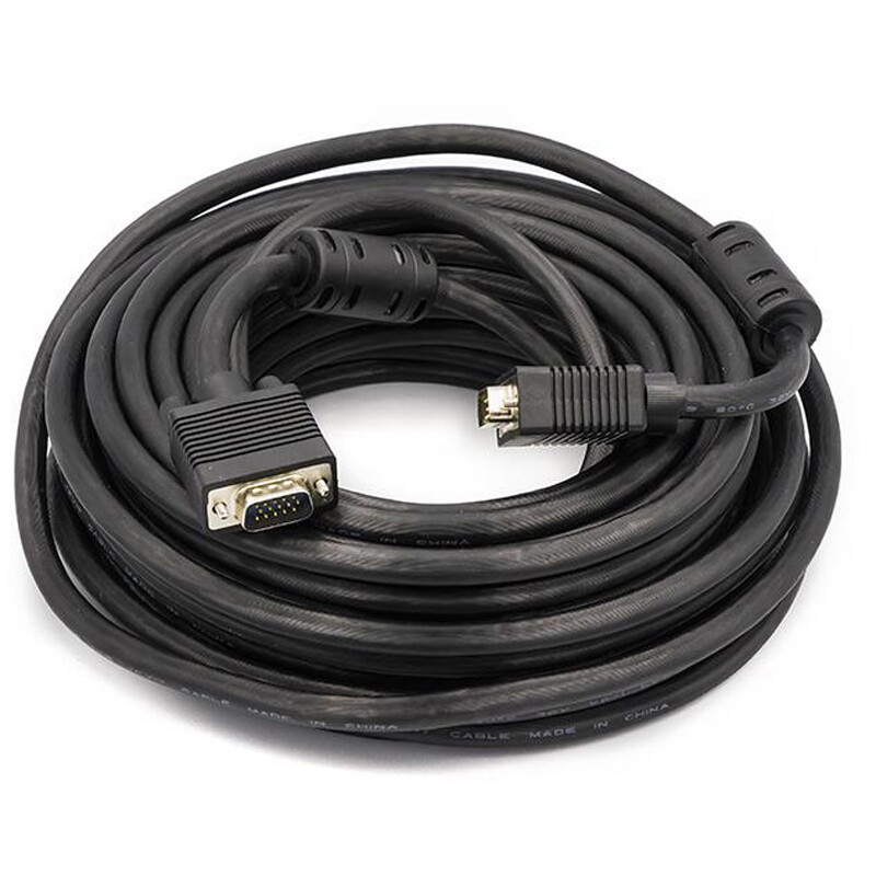 Кабель PowerPlant (CA911035) VGA-VGA, 15м, Double ferrites, черный