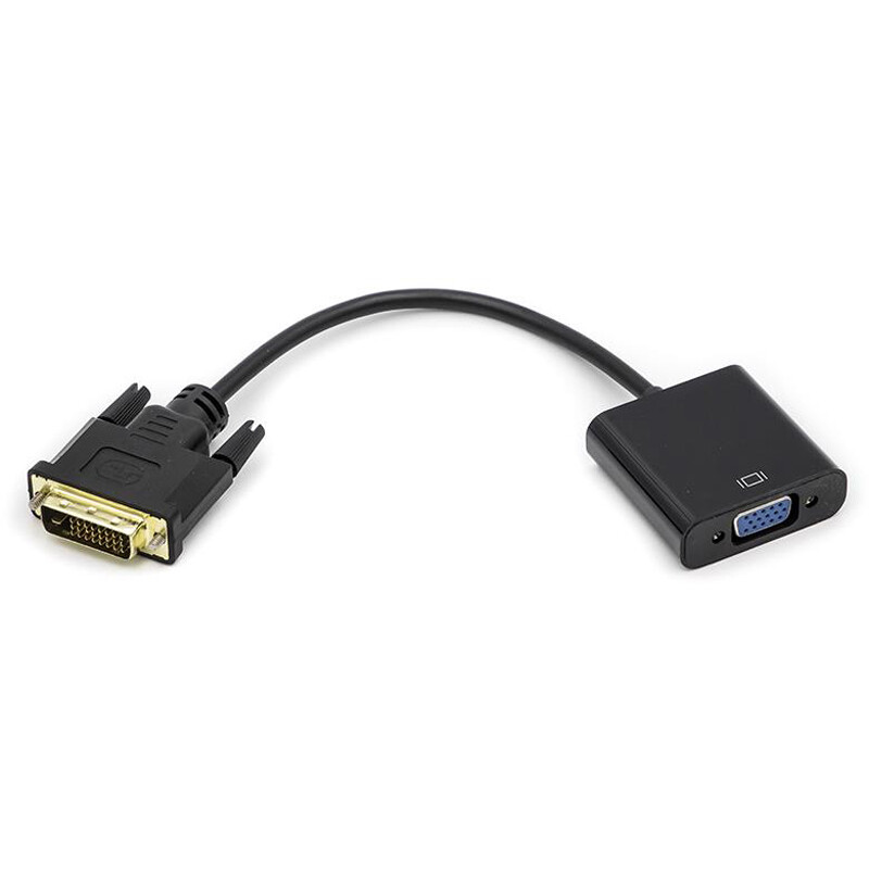 Адаптер PowerPlant (CA911141) DVI-D Dual Link (M) - VGA (F), 0.15м, черный
