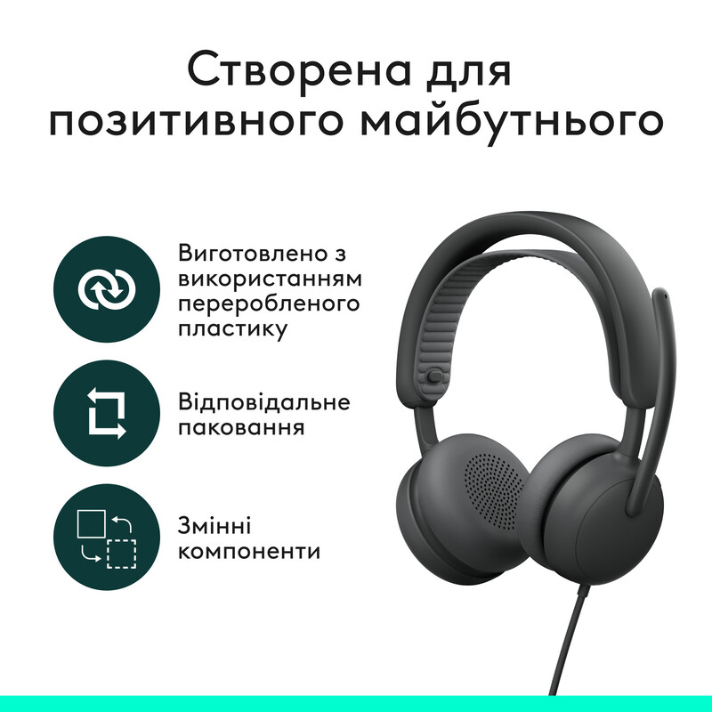 Гарнітура Logitech Zone Wired 2 USB Graphite (981-001619)