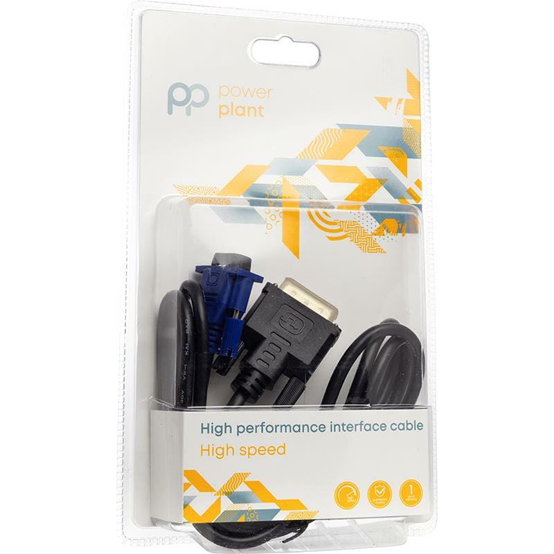 Адаптер PowerPlant (CA911981) DVI-D (М)-VGA(М), 1 м, черный