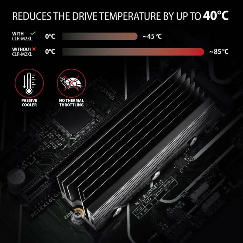Радиатор охлаждения для SSD Axagon M2 Black (CLR-M2XL)