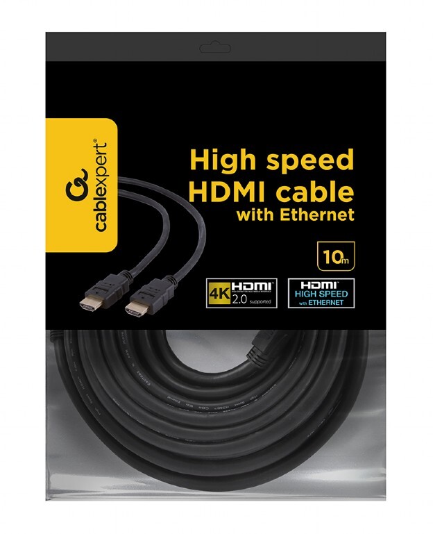 Кабель Cablexpert HDMI - HDMI V 2.0 (M/M), 10 м, черный (CC-HDMI4-10M) пакет