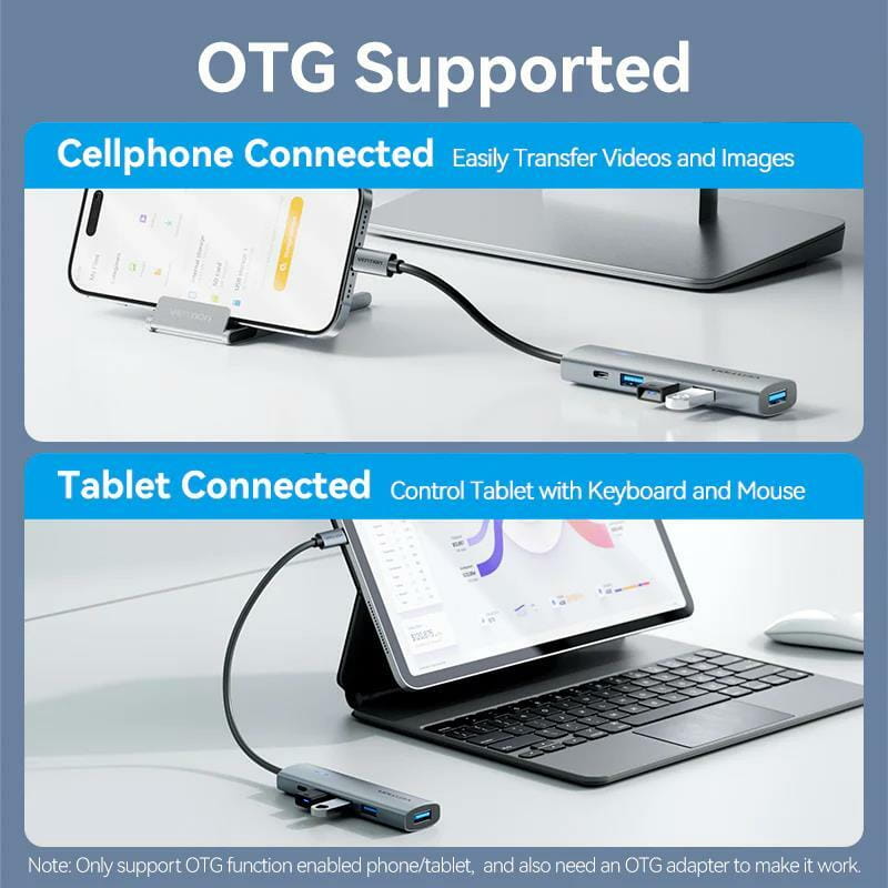 USB-хаб Vention USB 3.2 Type-C - USB3.2х4/Type-C Silver (TGZHB)