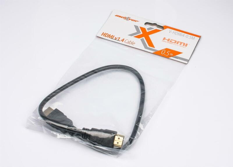 Кабель Maxxter HDMI - HDMI V 1.4 (M/M), 0.5 м, черный (V-HDMI4-0.5M) пакет