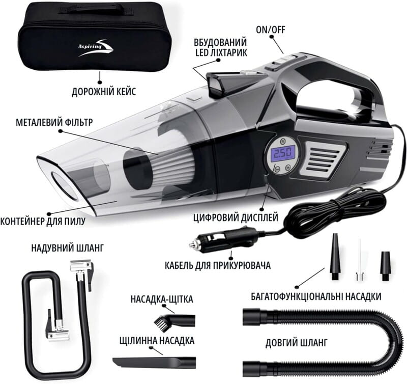 Автомобильный пылесос Aspiring Windstorm 2 Black (WIN3090W)