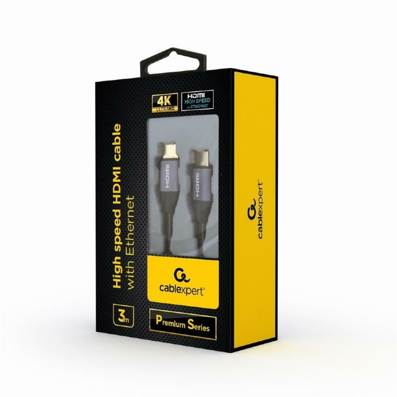 Кабель Cablexpert HDMI - HDMI V 2.0 (M/M), 3 м, черный/серый (CCBP-HDMI-3M) коробка