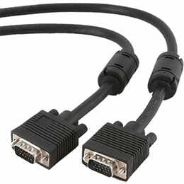 Кабель Cablexpert VGA - VGA (M/M), HD15, з 2-ма фер. кільцями, чорний, 10 м (CC-PPVGA-10M-B) пакет
