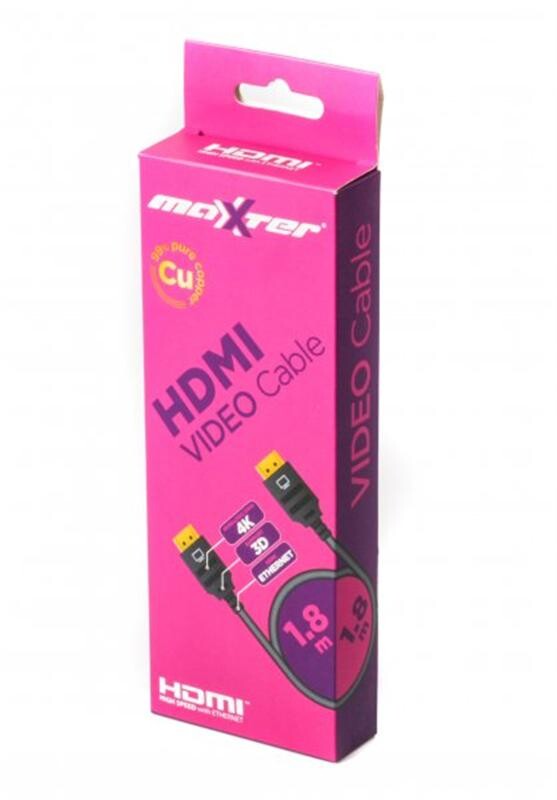Кабель Maxxter HDMI - HDMI V 1.4 (M/M), 1.8 м, черный (VB-HDMI4-6) коробка
