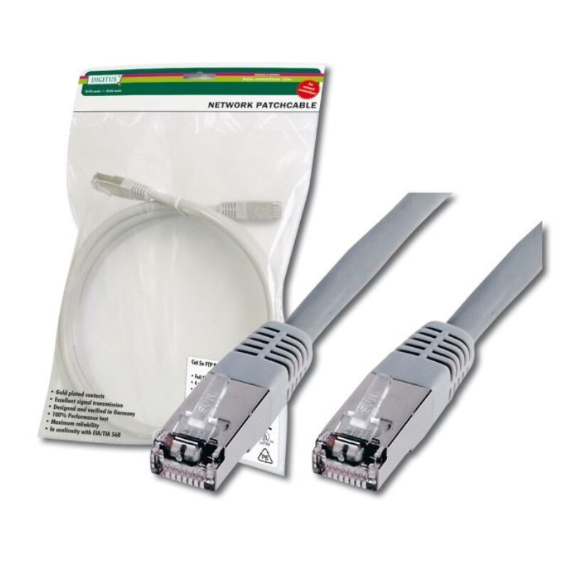 Патч-корд Digitus cat.5e,SF-UTP, AWG 26/7, серого цвета (DK-1531-030), 3 м