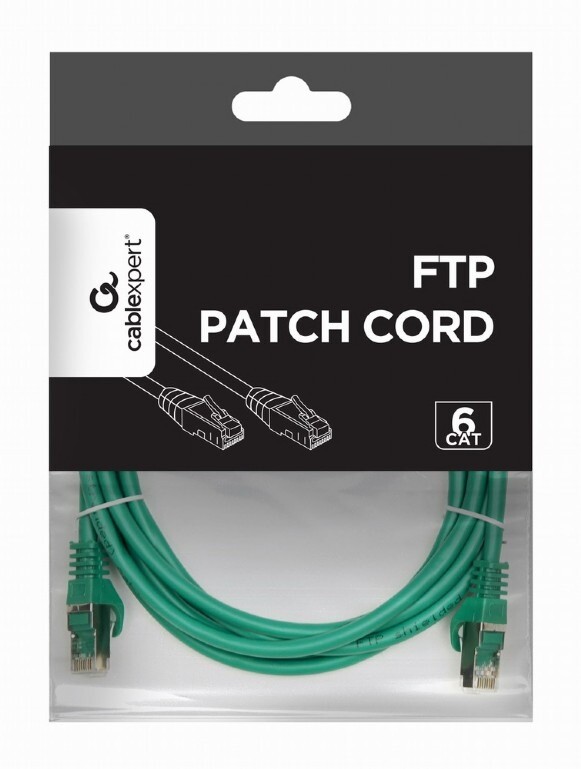 Патч-корд Cablexpert (PP6-3M/G) FTP, cat.6, литой, 50u "штекер с защелкой, 3 м, зелёный