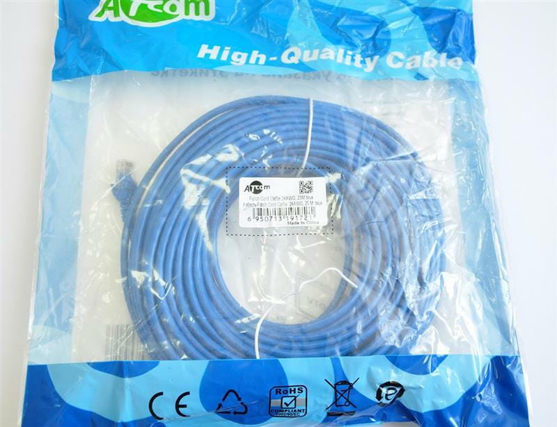 Патч-корд литой, UTP, RJ45, Cat.5e, 25m, синий
