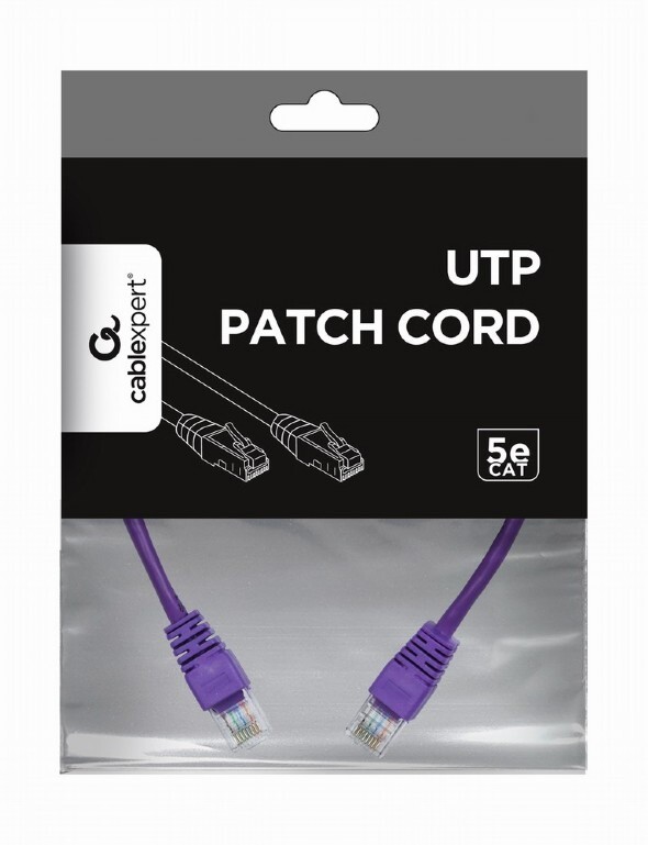 Патч-корд UTP Cablexpert (PP12-0.25M/V) літий, 50u "штекер із засувкою, 0.25 м, фіолетовий