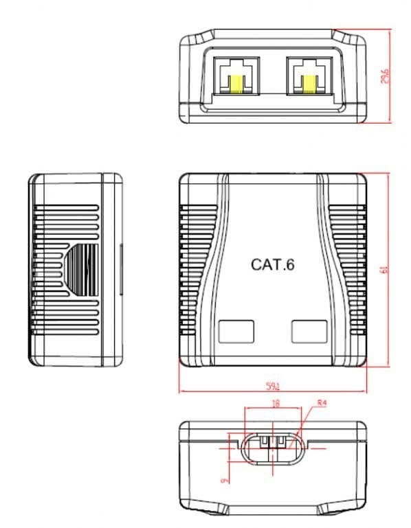 Розетка Cablexpert (NCAC-2U6-01) 2хRJ-45, Cat6, зовнішня, біла