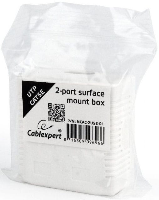 Розетка Cablexpert (NCAC-2U5E-01) 2хRJ-45, Cat5Е, внешняя, белый