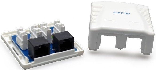 Розетка Cablexpert (NCAC-2U5E-01) 2хRJ-45, Cat5Е, внешняя, белый