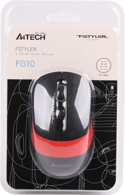 Мишка бездротова A4Tech FG10 Black/Red USB