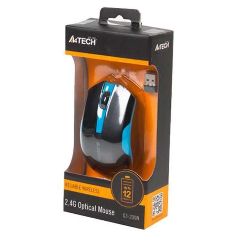 Мышь беспроводная A4Tech G3-200N Black/Blue USB V-Track